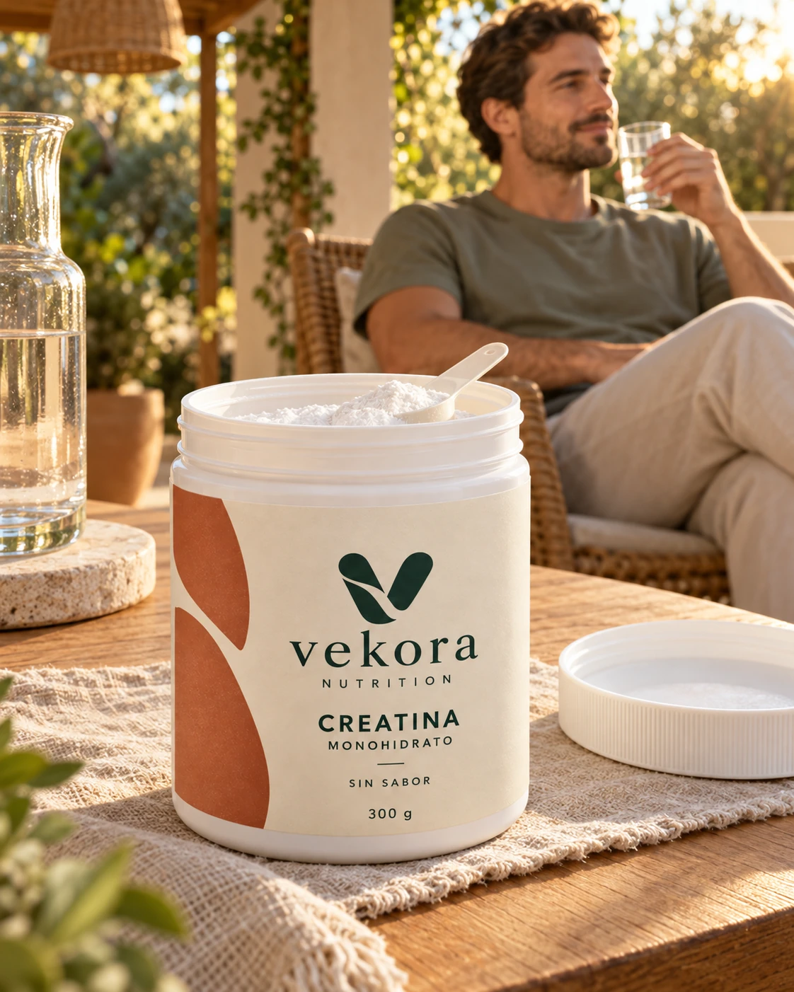 Creatina VEKORA en un momento de bienestar al aire libre
